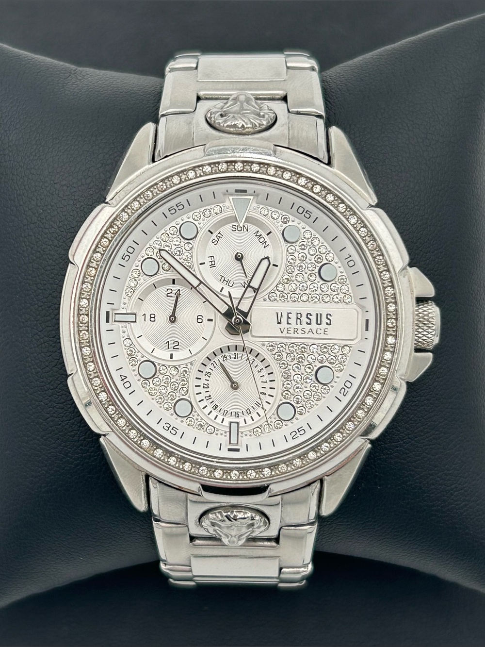 Versus Versace Silver Crystal-Accented Stainless Steel Watch